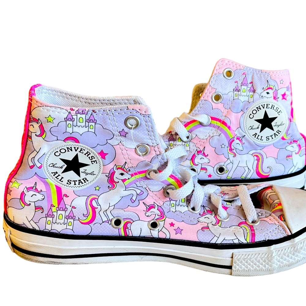 Converse Chuck Taylor All Star High Top Sneaker Neon Unicorn Kids Sz 4​ - Picture 5 of 9